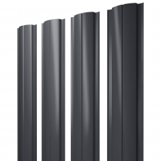 Штакетник Полукруглый Slim с прямым резом 0,5 PurPro Matt 275 RAL 7024 мокрый асфальт